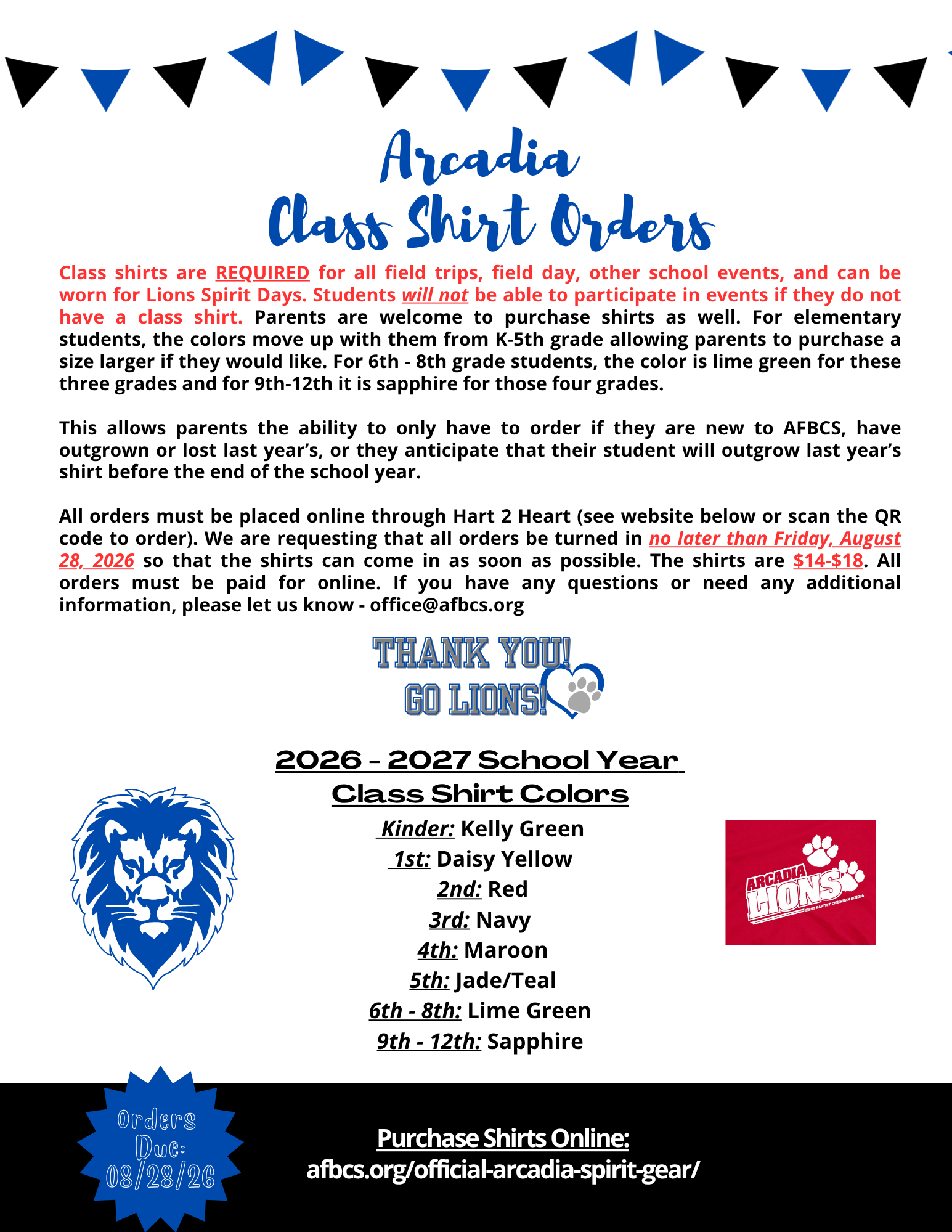 Class Shirt Orders 26 27